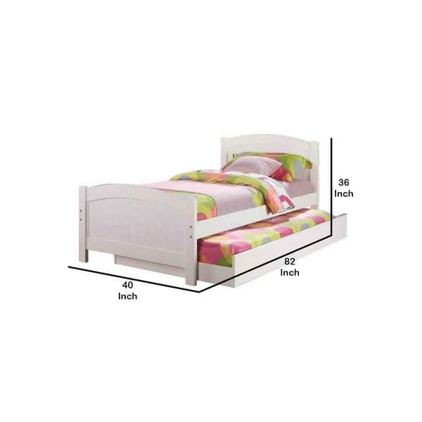 Stylish Twin Bed With Trundle,White