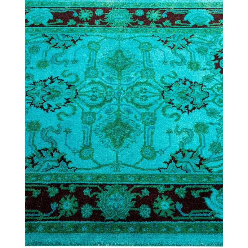 Overton Hand Knotted Wool Vintage Inspired Modern Contemporary Overdyed Blue Area Rug - 2' 9" x 4' 1"