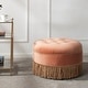 preview thumbnail 5 of 90, Yolanda Performance Fabric 25" Tufted Round Footstool Ottoman with Rope Fringe