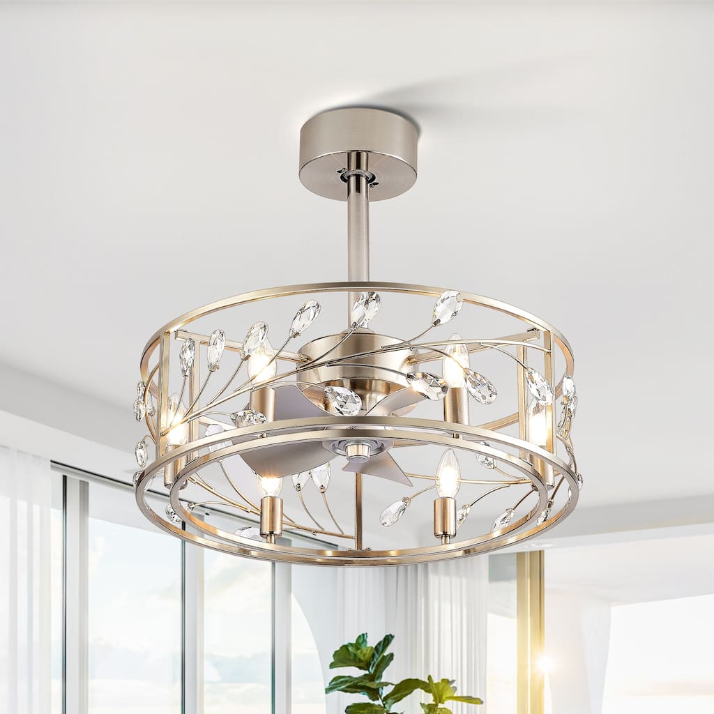 20-Inch Crystal Ceiling Fans with Light and Remote Included