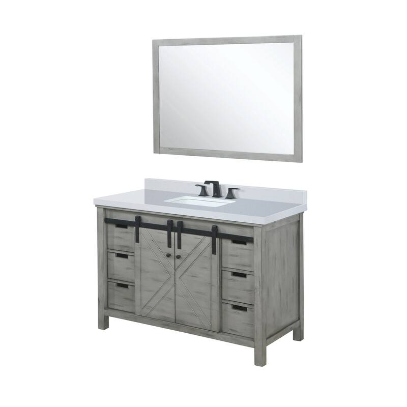 Marsyas Bath Vanity, Cultured Marble Countertop, Faucet Set and Mirrors