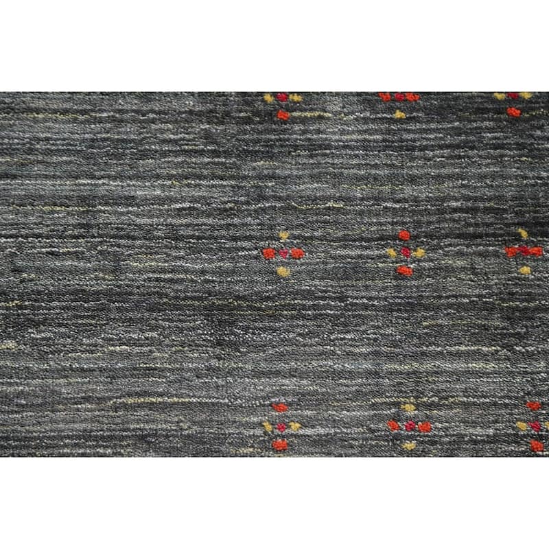 Green Gabbeh Square Area Rug Handmade Wool Carpet - 9'11"x 9'10"
