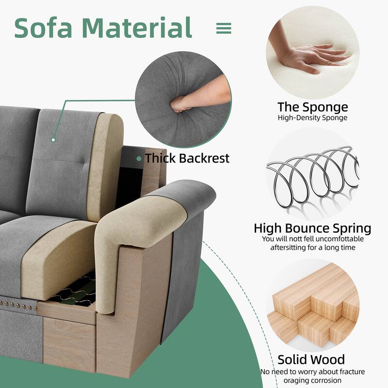 108'' Convertible Sectional Sofa with Seat Storage