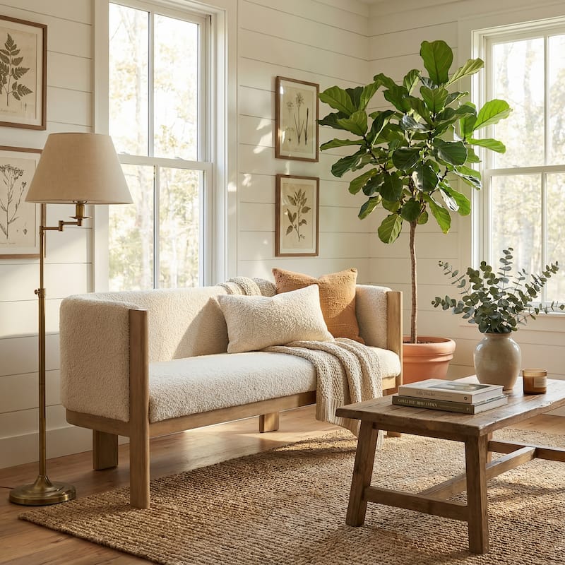 Christopher Knight Home - Vescari Modern Mid-Century Compact Upholstered 2-Seater Loveseat, Solid Rubberwood Frame & Track Arms