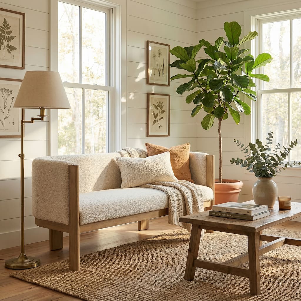 Christopher Knight Home - Vescari Modern Mid-Century Compact Upholstered 2-Seater Loveseat, Solid Rubberwood Frame & Track Arms