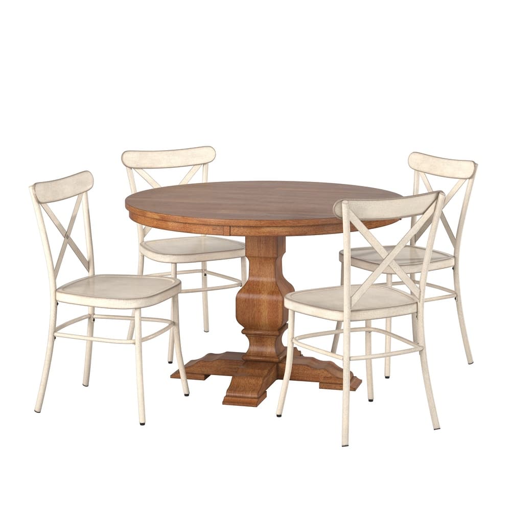 Eleanor 5-Piece Dining Set with Metal X-Cross Back Chairs by iNSPIRE Q Classic