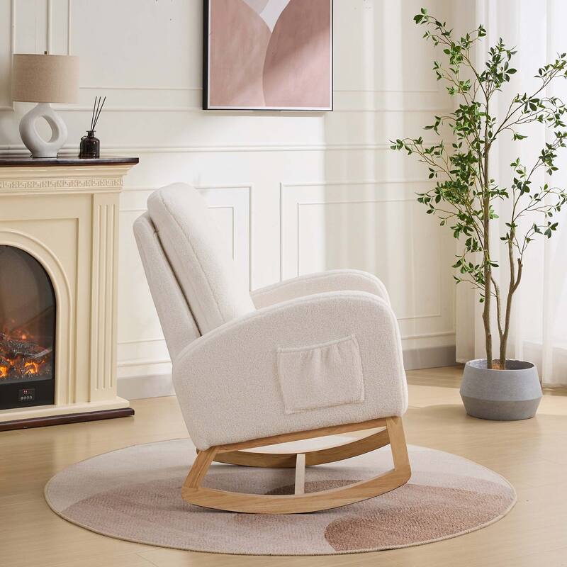 27.2"W Rocking Chair with High Back and Side Pocket