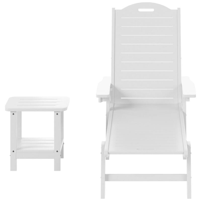 Brighton Outdoor 2-Piece Poly Reclining Chaise Set with Wheels & Cup Holder - White