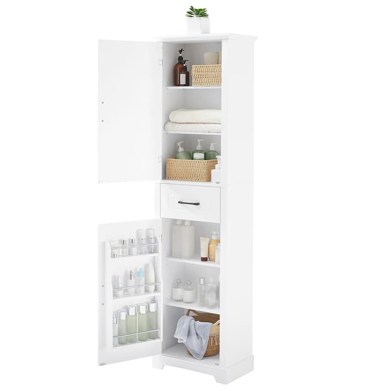 Tall Bathroom Storage Cabinet, Freestanding Storage Cabinet with Two Doors and Adjustable Shelves, Door Shelve Design