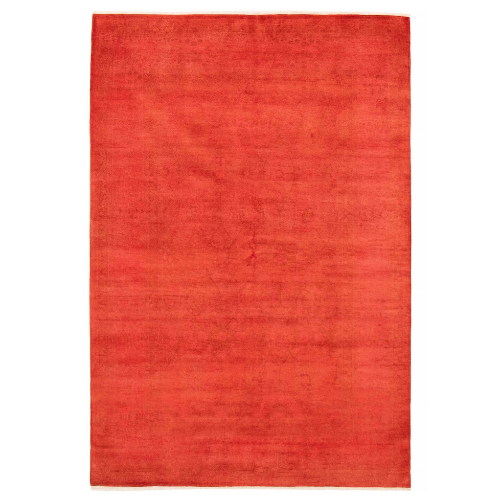 ECARPETGALLERY Hand-knotted Vibrance Light Red Wool Rug - 6'2 x 9'4