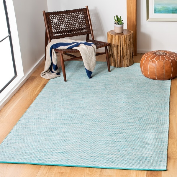 slide 2 of 4, SAFAVIEH Flatweave Montauk Sigurosk Casual Cotton Rug 4' x 6' - Aqua/Blue - Rectangle