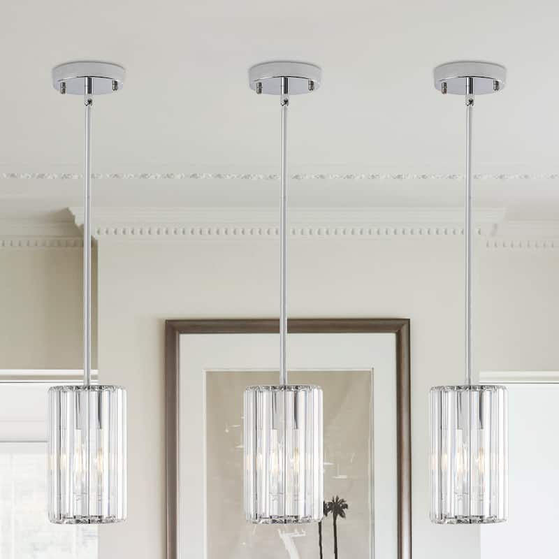 3-Pack Modern Crystal Pendant Lights for Dining Room, Bedroom, Foyer and Hallway - Chrome