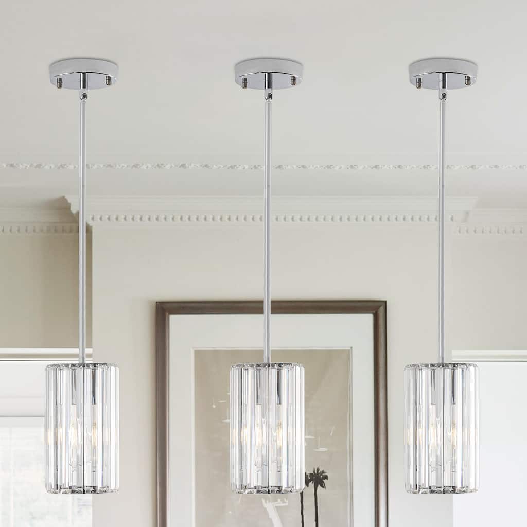 3-Pack Modern Crystal Pendant Lights for Dining Room, Bedroom, Foyer and Hallway