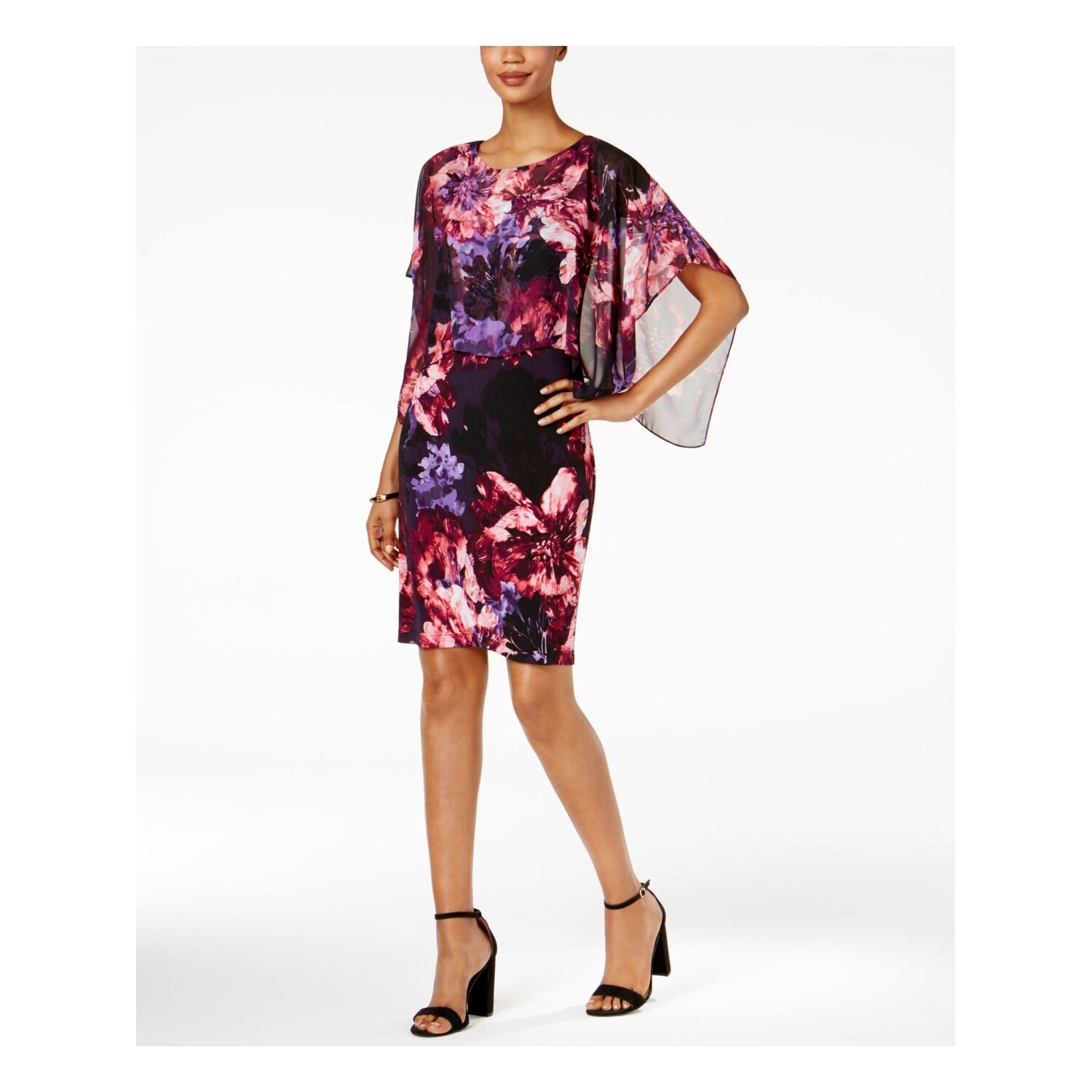 purple shift dress with sleeves
