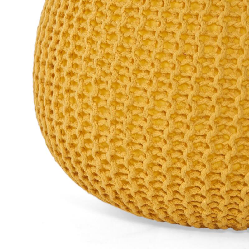 Bordeaux Knitted Cotton Round Pouf,Comfortable choice, multiple functions, classic design, and cozy corners