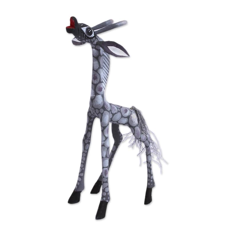 Novica Handmade Pearly Giraffe Wood Alebrije Figurine - 16.4 cm H x 8.2 cm W x 6.1 cm D