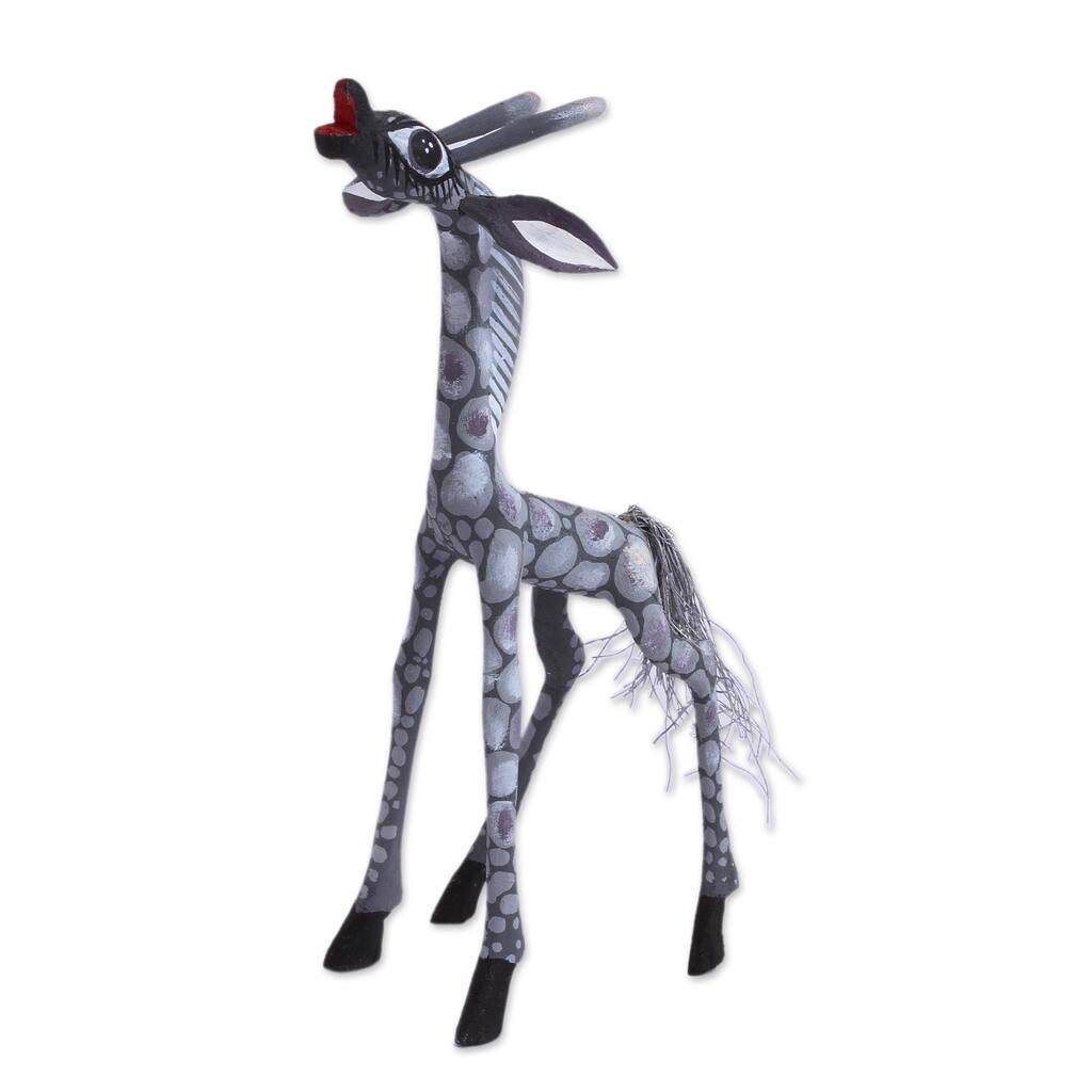 Novica Handmade Pearly Giraffe Wood Alebrije Figurine - 16.4 cm H x 8.2 cm W x 6.1 cm D