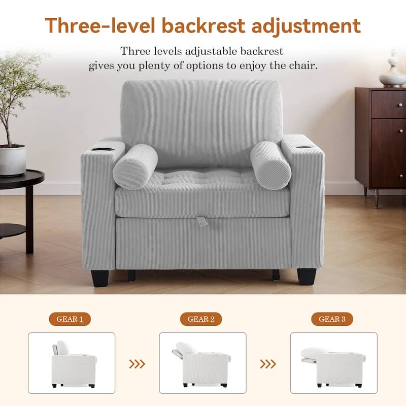 3-in-1 Adjustable Sleeper Sofa Bed Convertible Chair for Living Room
