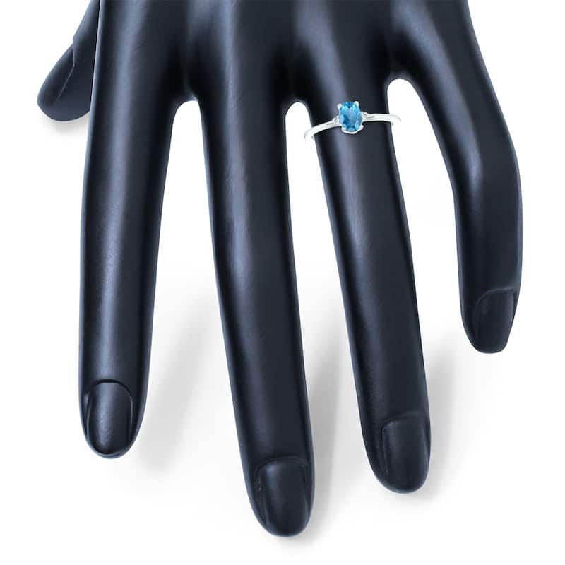 Women's Blue Topaz and Diamond Classic Band in 10K White Gold