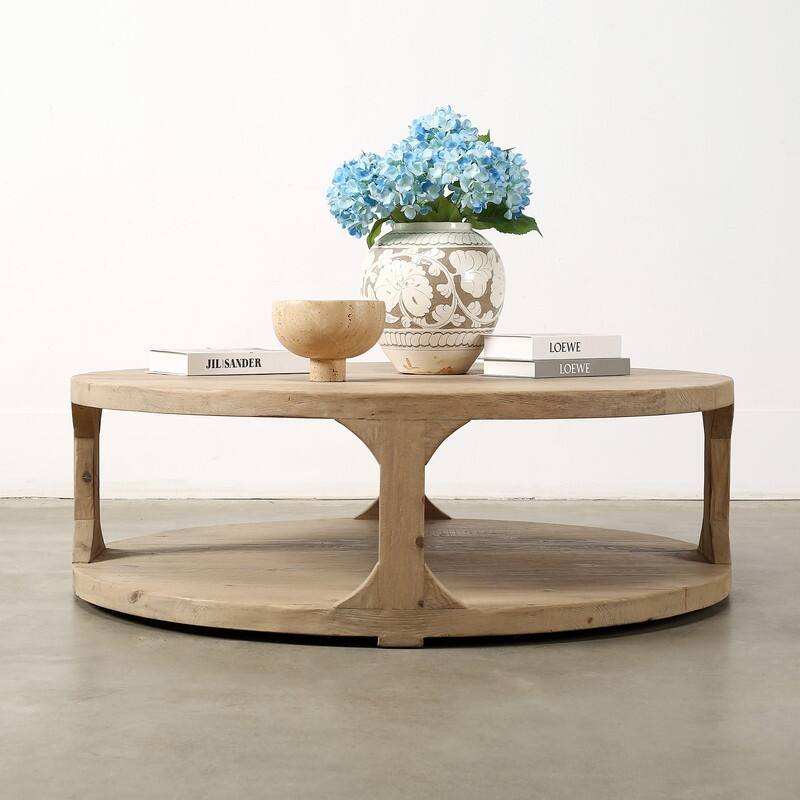 Wooden Round Coffee Table with Storage Approx. 48 inches