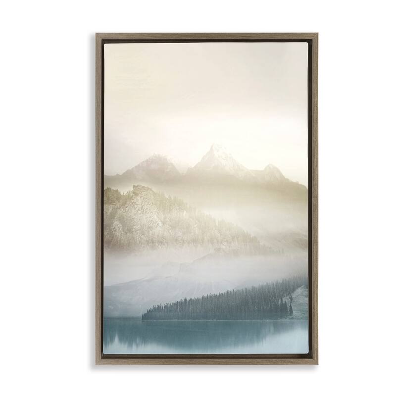 Stupell Vanilla Mountain Peaks View Framed Floater Canvas Wall Art Design By Gemma Bardot - 17 x 25 - Brown