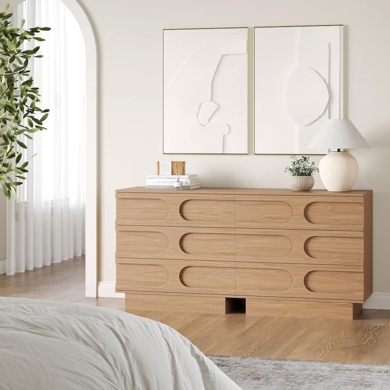 Iris 3 Drawer Dresser, Mid-Century Modern Solid Wood Dresser for Bedroom