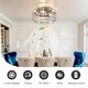 preview thumbnail 72 of 105, Caged Ceiling Fan with Light and Remote, 11.8–28 Inch Low Profile Fandelier, 6-Speed Quiet DC Motor, Black/Satin Nickel