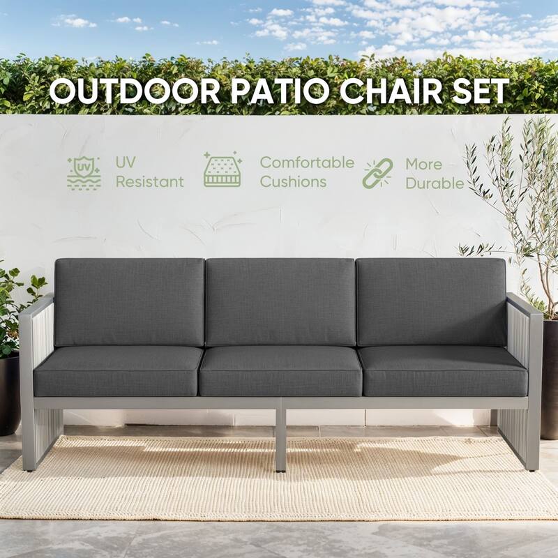 Outdoor 3-seat Sofa Deep Seating Sofa - Dar Gray