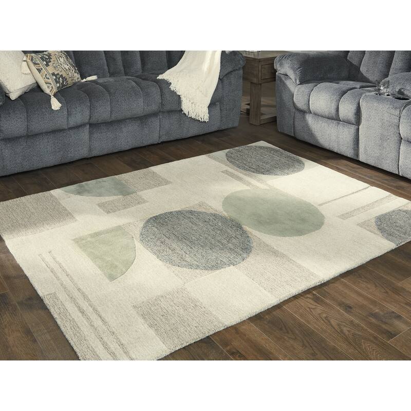Signature Design by Ashley Dallane Linen/Blue/Green Rug - 5'W x 7'D