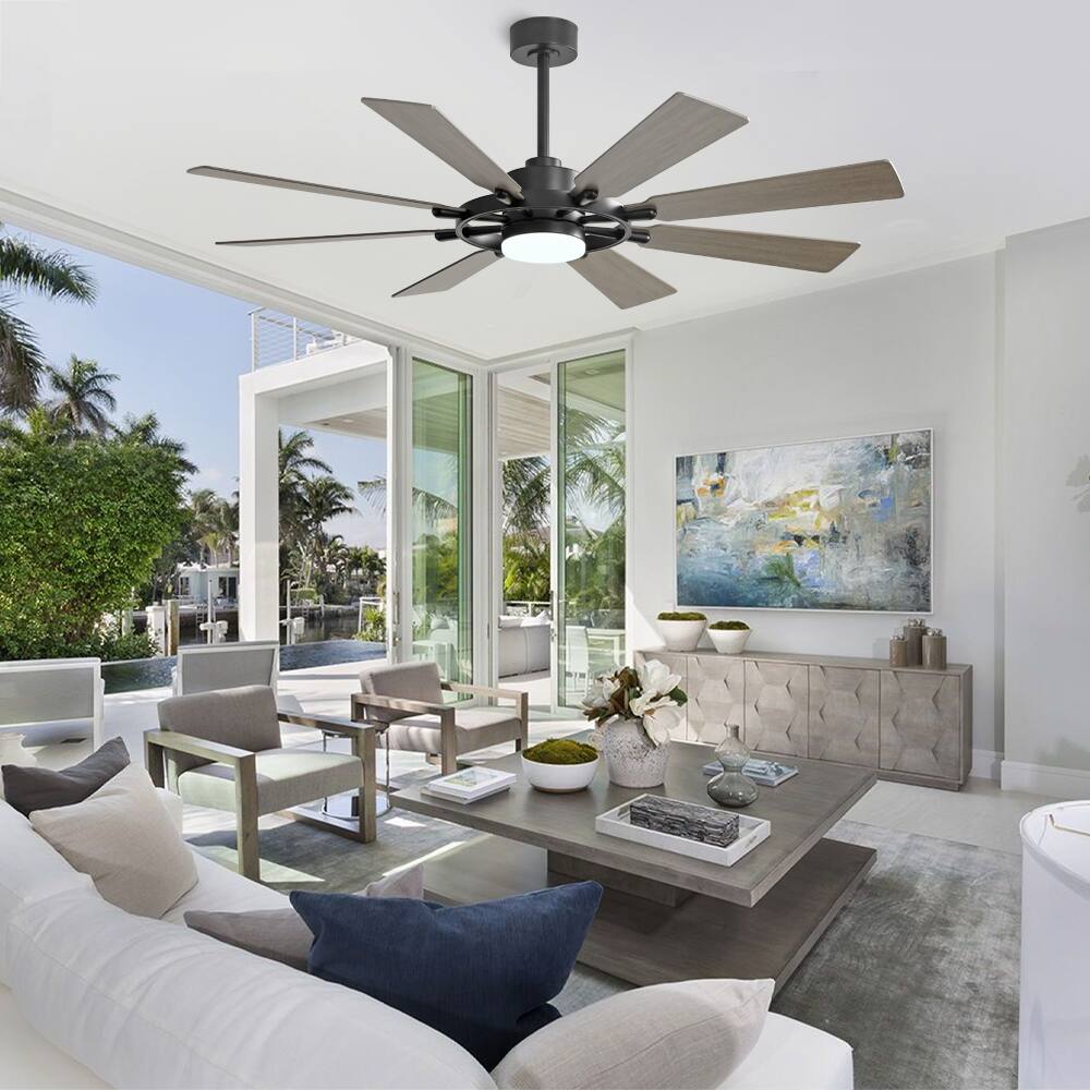 WINGBO 60-inch/72-inch 8-Blades Indoor DC Motor Ceiling Fan With LED Light and Remote Control