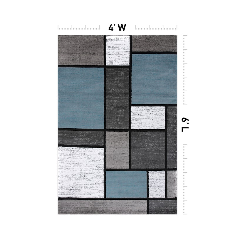 World Rug Gallery Contemporary Modern Boxed Color Block Area Rug