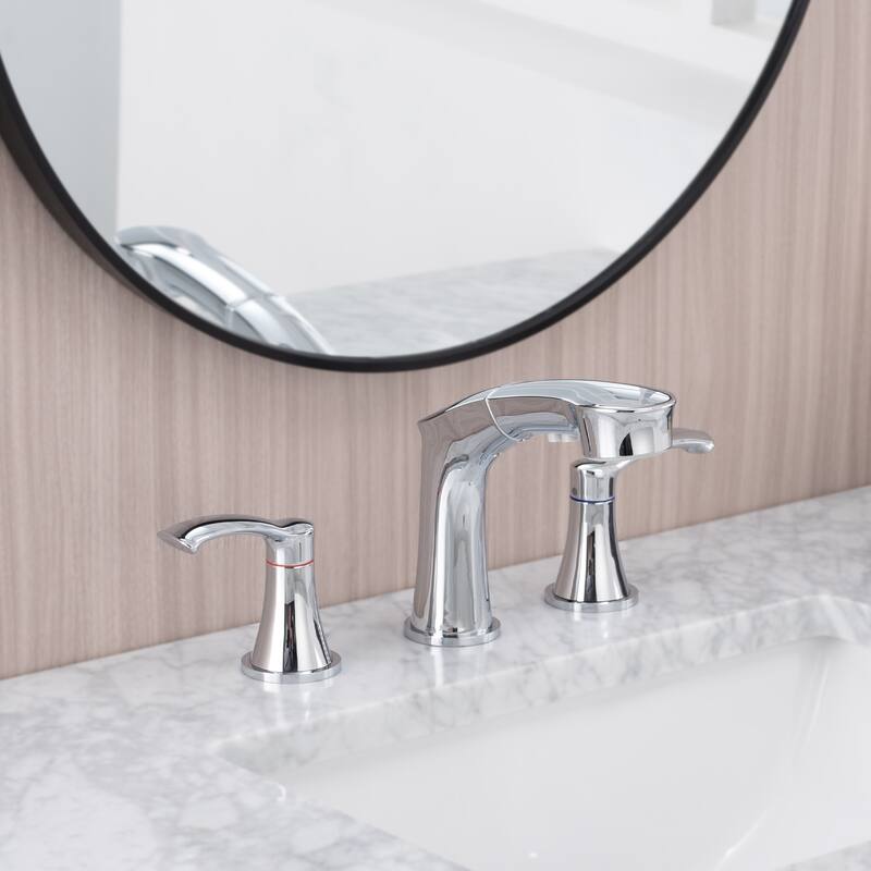 2 Handle Bathroom Sink Faucet with Pull Out Sprayer, Silent Splashback, Rust and Corrosion Resistant, Resists Discoloration - White