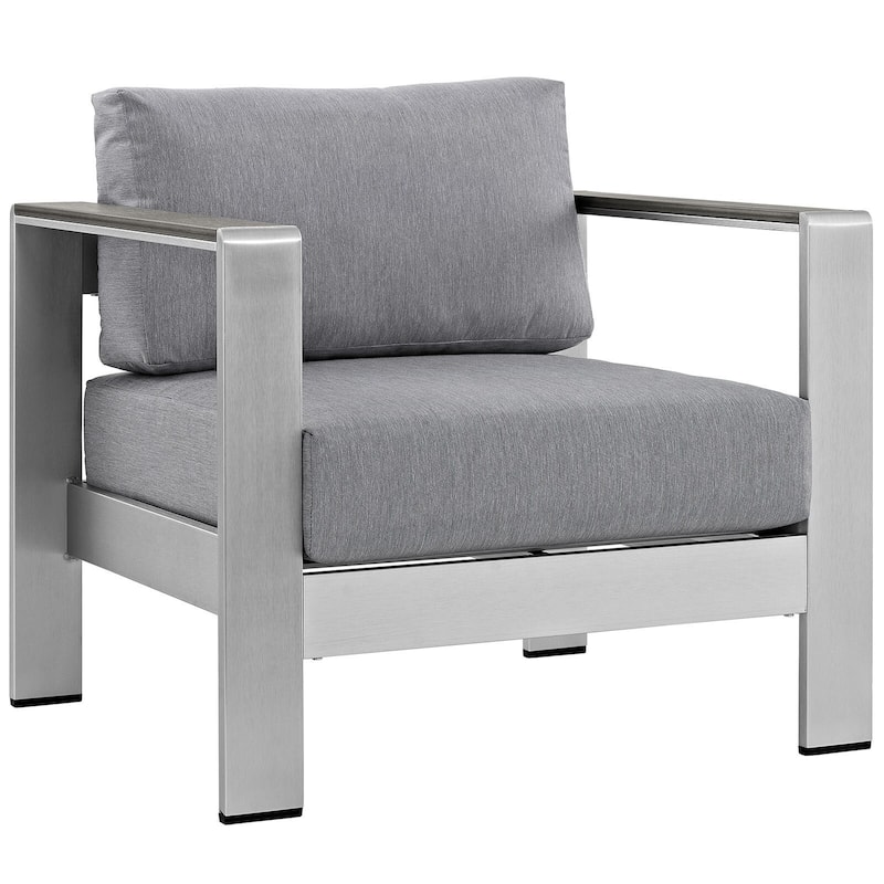 Beach Aluminum Outdoor Patio Armchair - Grey/Silver