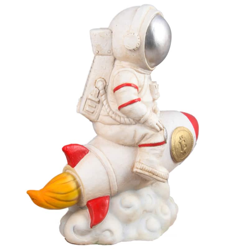 10.5" Astronaut Sitting on a Rocket Outdoor Garden Statue