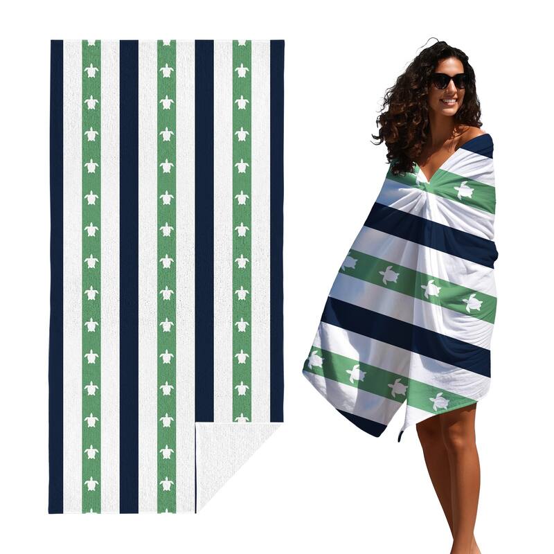 Shark Striped Beach Towel, Cabana Soft Swimming Towel, Pool Towel for Adults Women Men