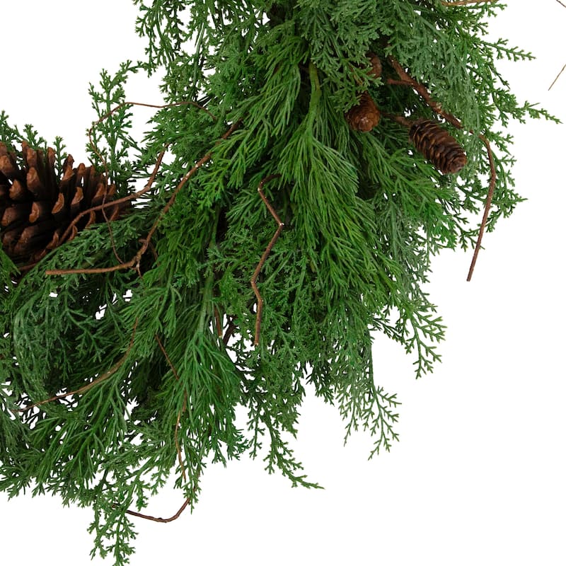 Pine Cones and Cedar Artificial Christmas Wreath - 26" - Unlit