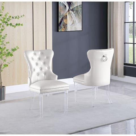 Best Quality Furniture Button Tufted Nailhead Wingback Chairs Acrylic-Set of 2