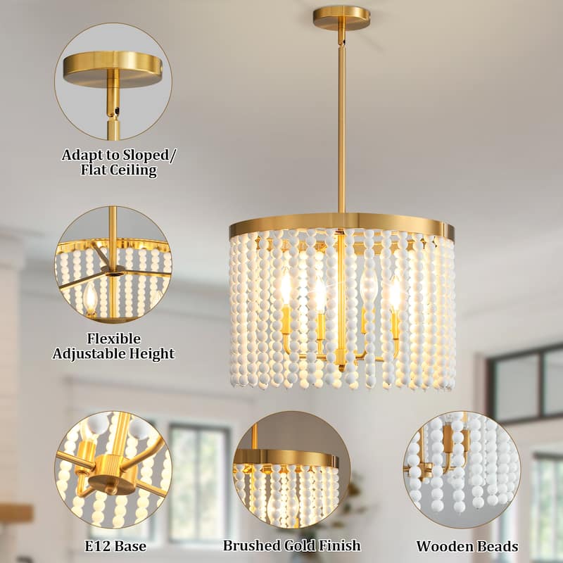 Modern Chandelier Dimmable Black and Gold Drum Chandeliers Light Fixture for Living Room Dining Room