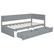 preview thumbnail 27 of 28, Beige Twin Wood Daybed with 2 Drawers, Guardrail, Vintage Style, No Box Spring