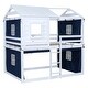 preview thumbnail 11 of 37, Impression Full Size Solid Wood Kids Bed Bunk Wood House Bed with Tent,Playhouse Design