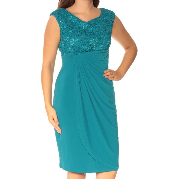 Shop Womens Teal Sleeveless Knee Length Empire Waist Casual Dress