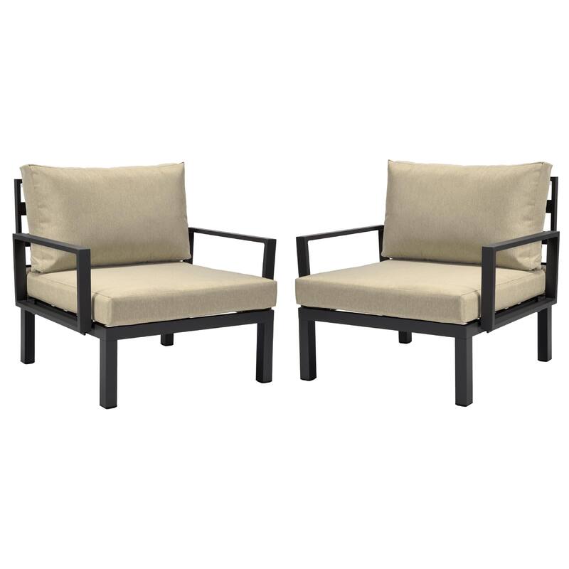 LeisureMod Hamilton Modern 2-Piece Accent Arm Chair with Removable Cushion, 2-Seater Sofa for Home Outdoor Patio Porch Garden