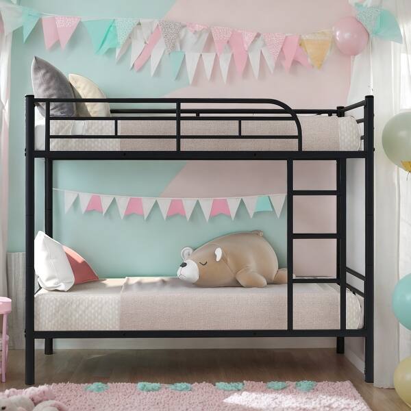 slide 2 of 37, Versatile Bunk bed,Twin Over Twin Metal Bunk Bed,Bunk Bed Save Space Or Split Into 2 Beds, Wear-Resistant Finish Black