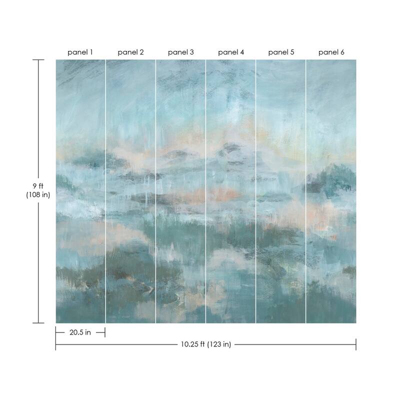 WallPops Scott Living Mirage Blue Self Adhesive Mural - N/A