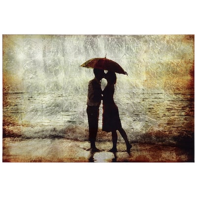 "Goodby Kiss" Reverse Printed Tempered Glass with Silver Leaf