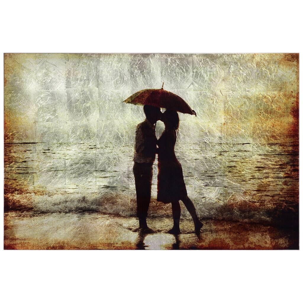 "Goodby Kiss" Reverse Printed Tempered Glass with Silver Leaf