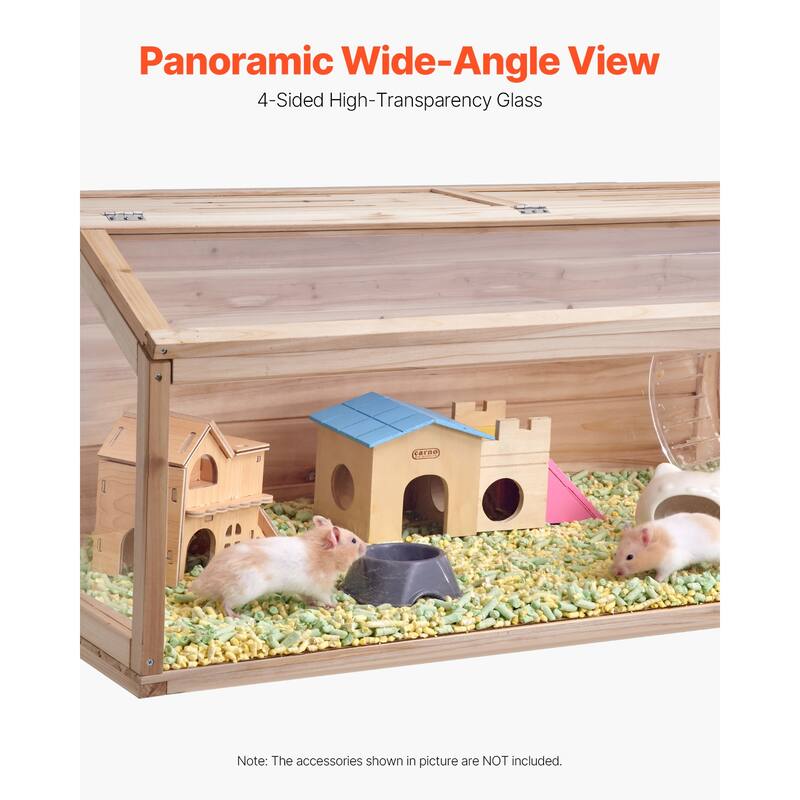 UIMOSO Wooden Hamster Cage, 270° Viewing Hamster Habitat, Dwarf Hamster Cages with Openable Top