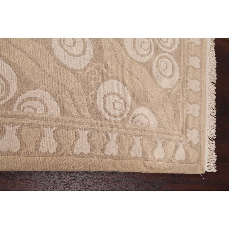 Vegetable Dye Nepalese Abstract Oriental Area Rug Handmade Wool Carpet - 6'3" x 9'4"