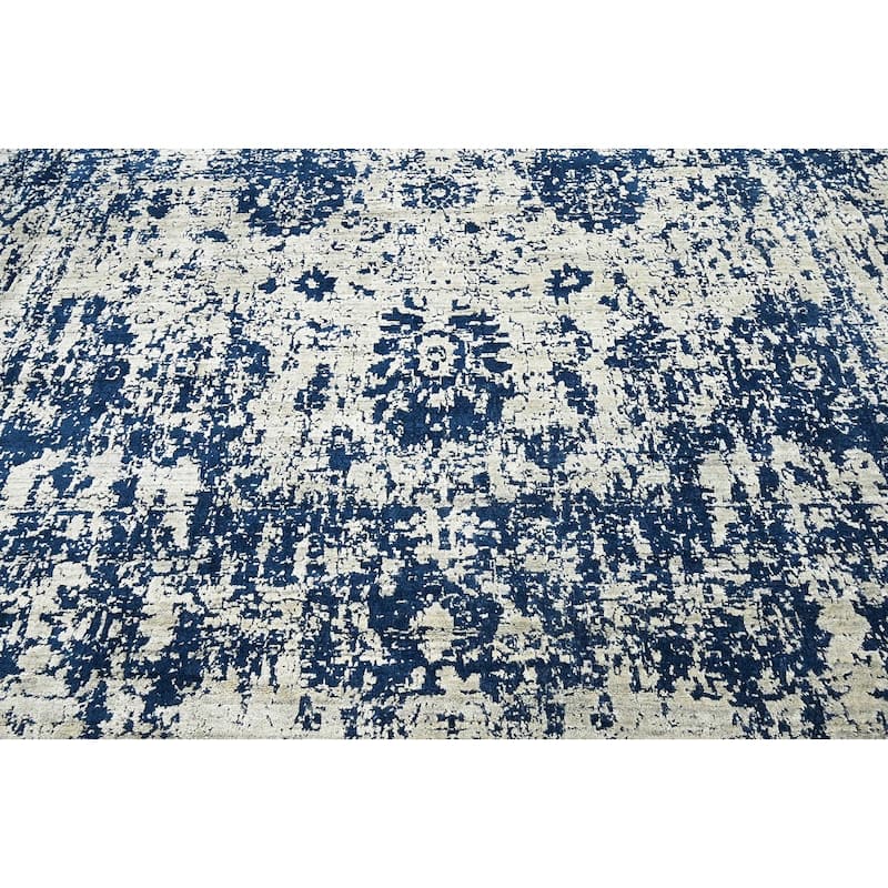 Hand Knotted Gray, Blue 100% Wool Transitional Oriental Area Rug