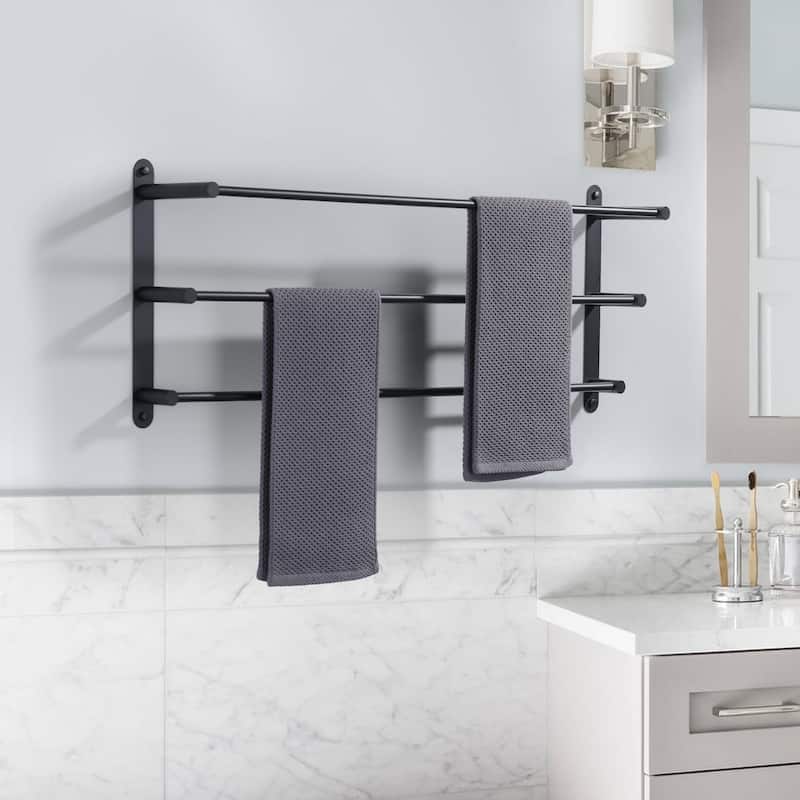WOWOW 3-Tier Wall Mounted Towel Rack in Brushed Nickel
